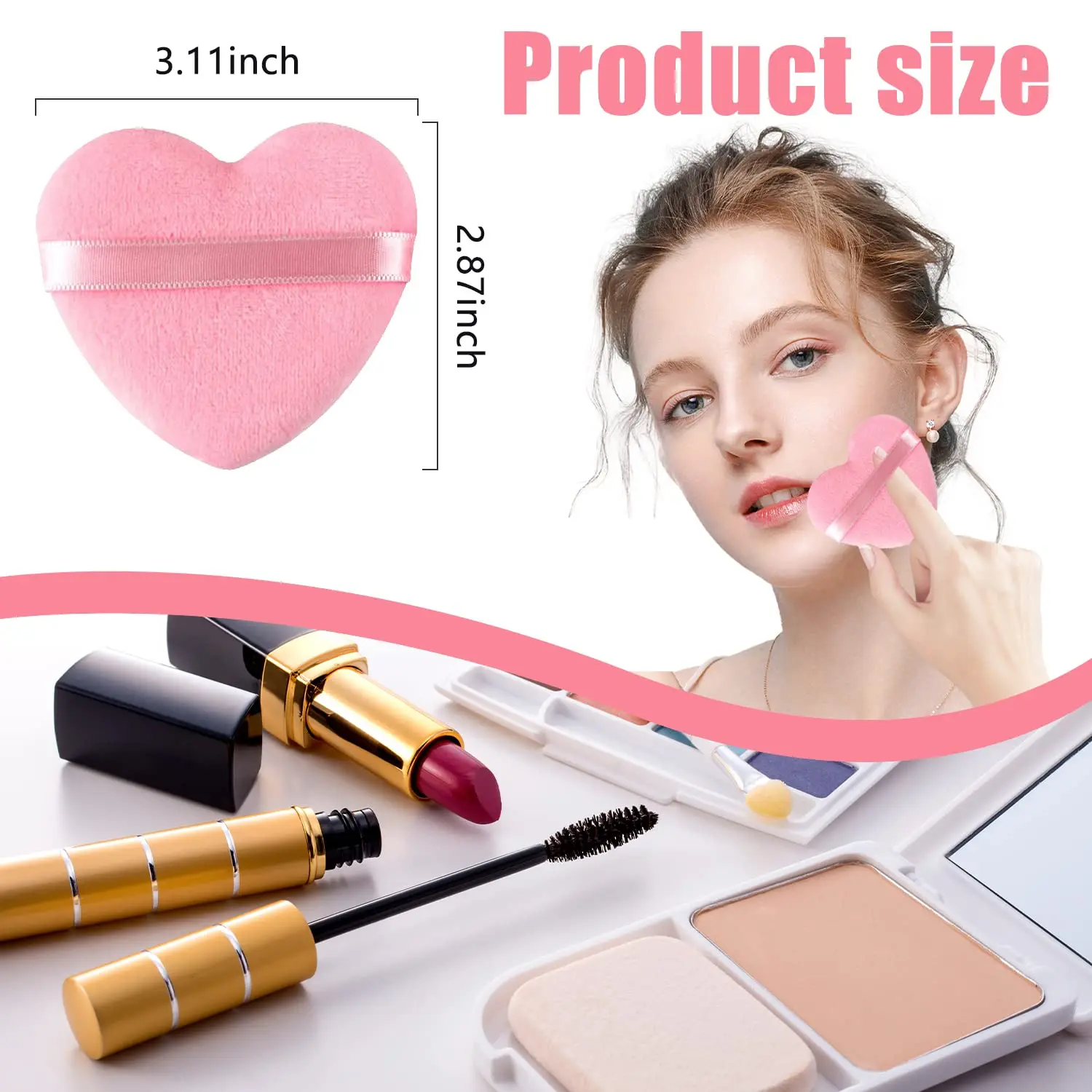 8 pçs forma de coração pó puffs rosto cosméticos pó puff lavável reutilizável macio pelúcia maquiagem fundação esponja para pó solto