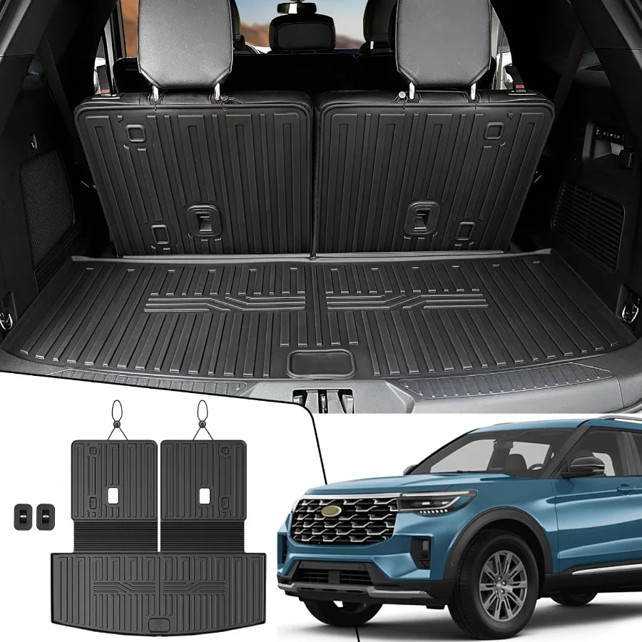 

Подкладка для багажника AllWeather TPE с ковриками на спинку для внедорожника 20202024 2025 Explorer, прочный водонепроницаемый нескользящий коврик для багажника, аксессуар для