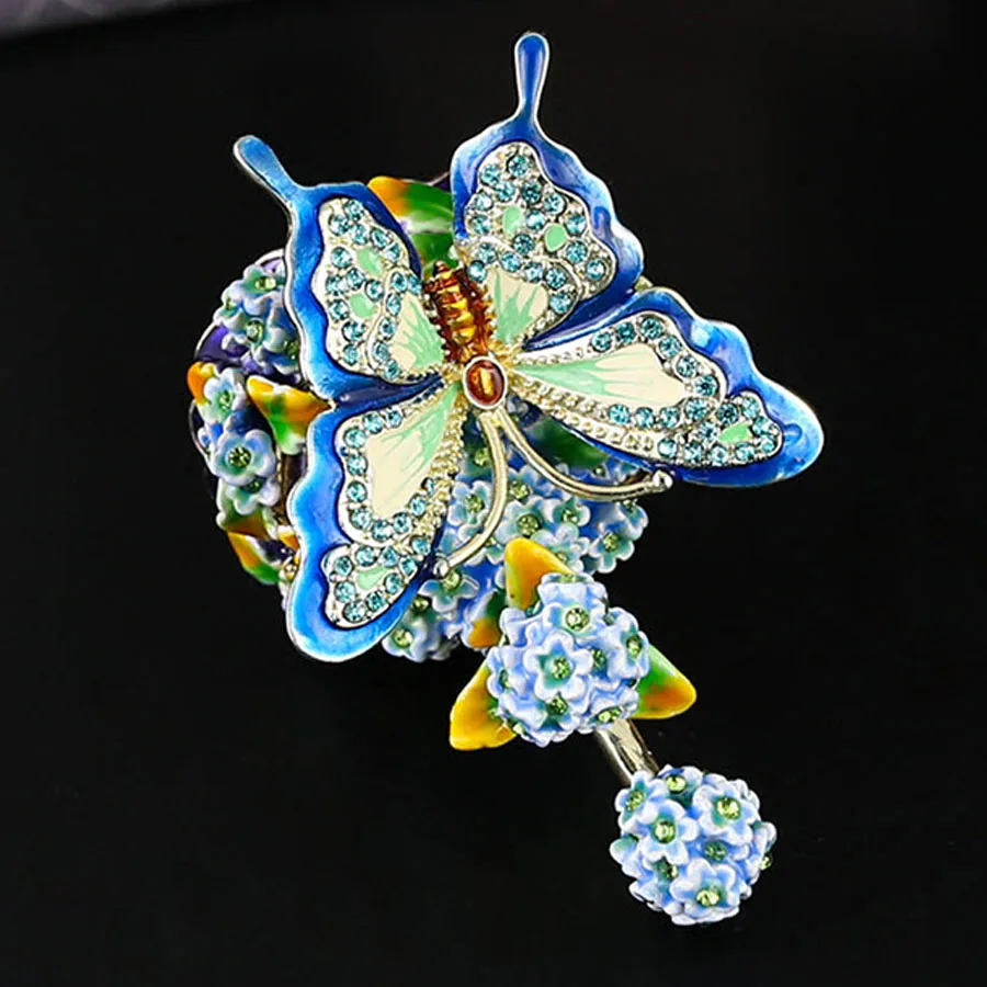 Creative Butterfly and Flower Trinket Box Enameled Decorative Keepsake Ring Box Necklace Earrings Organizer Home Decor
