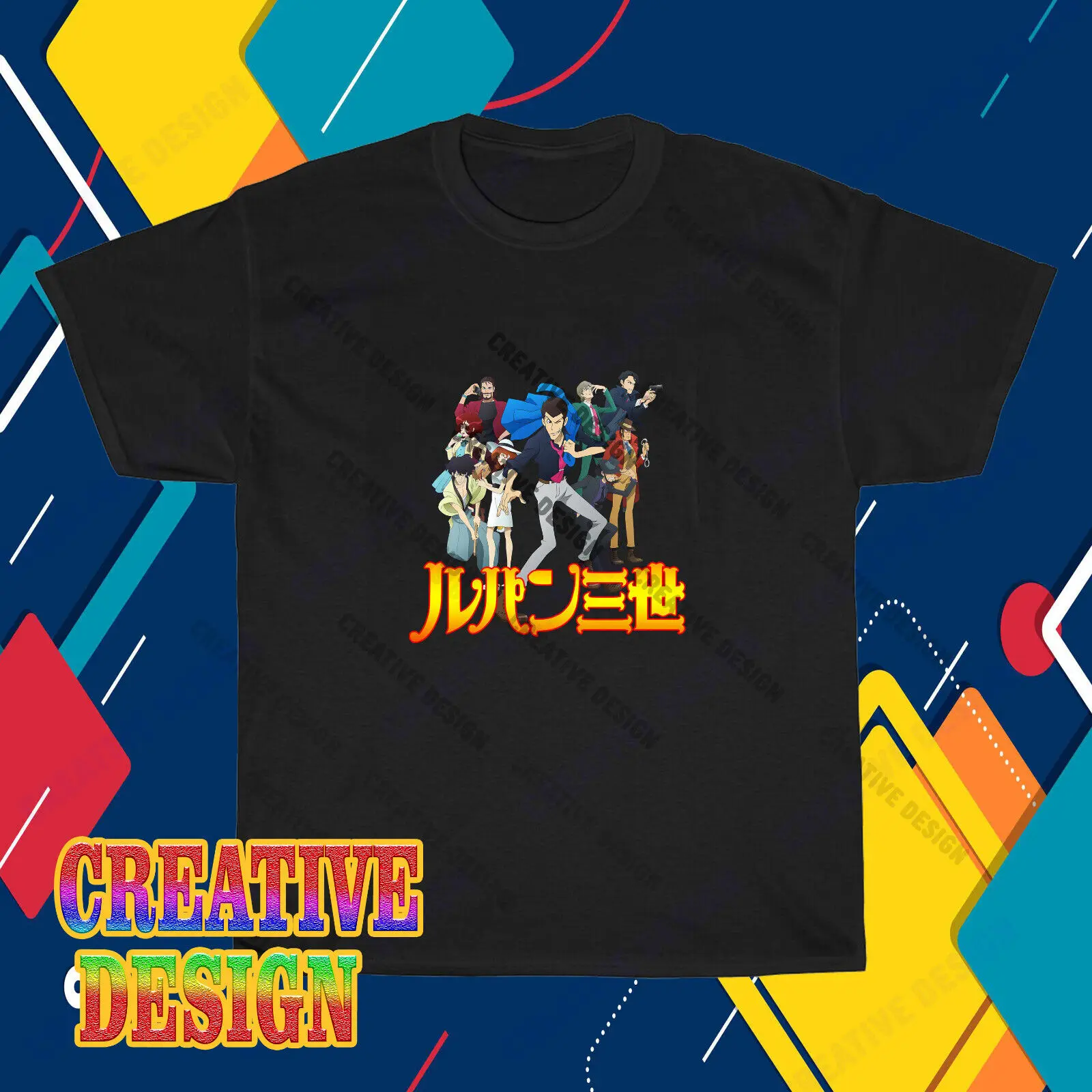 New Lupin The 3rd Anime Logo T-Shirt Funny Size S To 5XL Short Sleeve Tops Tees Cotton Print Tshirts