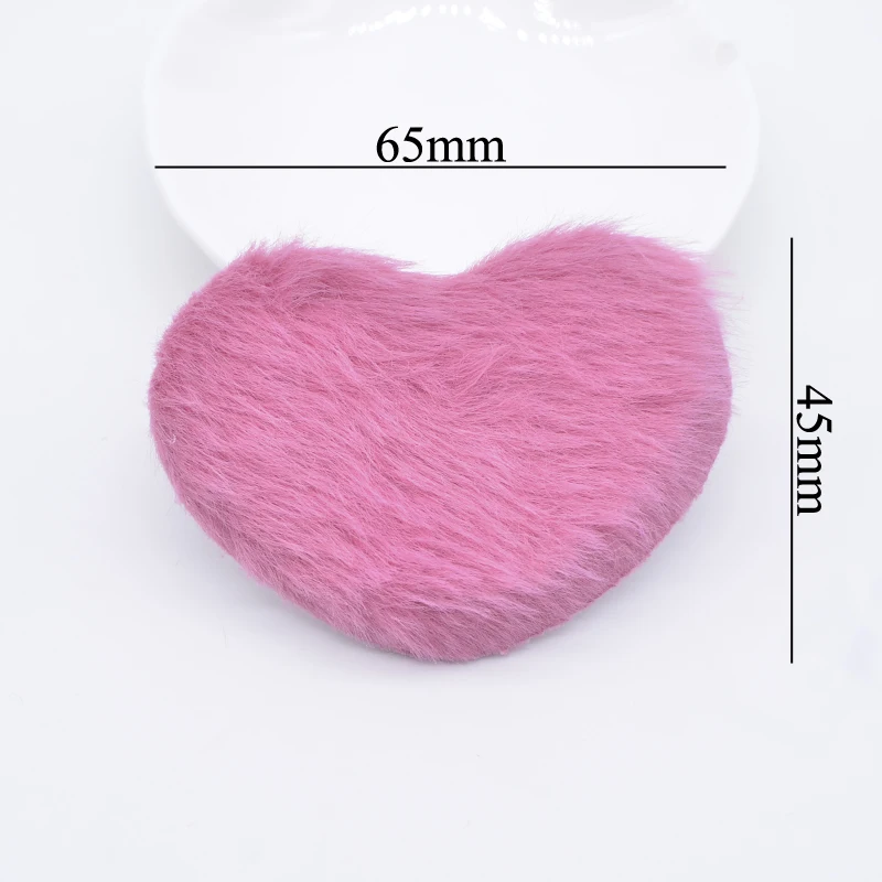 10Pcs 65*45mm Padded Plush Heart Applique for DIY Headwear Hair Clips Bow Decor Accessories Clothes Hat Shoes Sewing Patches