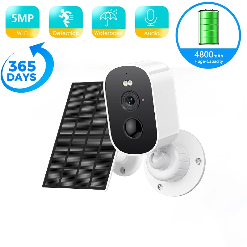 

Source Factory 5MP Solar Security Camera Outdoor Wireless WiFi Battery Powered Color Night Vision Human Detection Surveillance