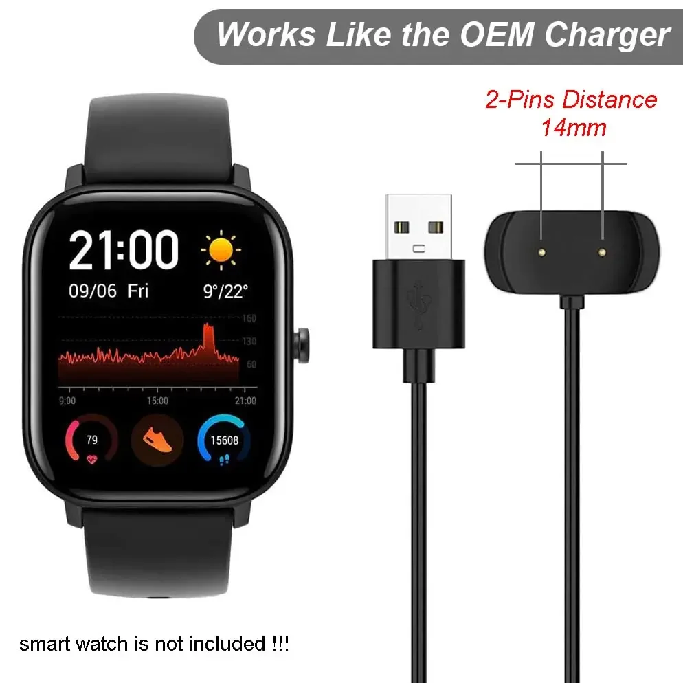 Charger for Amazfit Bip 3/ Bip 3 Pro/ GTS 4 Mini/ Bip U Pro/GTS 2/ GTR 2/ GTS2 Mini/ GTS 2e/ T-Rex Pro Charging Magnet Cable 1m image 3