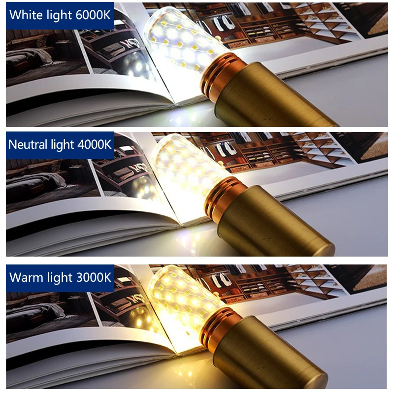 E14 screw socket E27 corn lamp, household lighting, ultra-bright chandelier, three-color variable light energy-saving bulb
