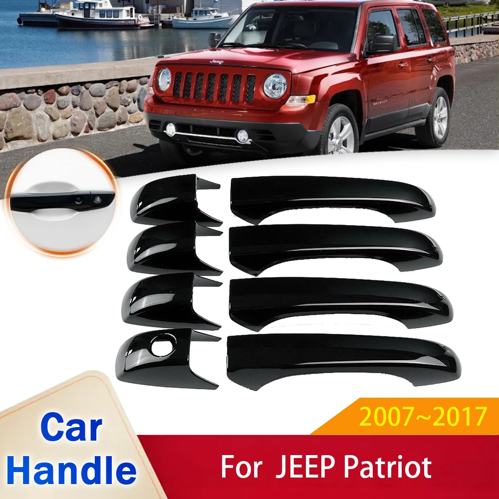 

for JEEP Patriot Liberty Russi 2007~2017 Gloss Black Smart Door Handle Cover Style Stickers Trim Car Protective Film Accessories