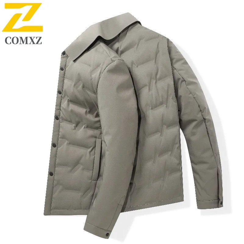 

COMXZ Мужской пуховик Удобная уличная рабочая морозостойкая парка с отложным воротником Дизайн для путешествий Легкое зимнее пальто