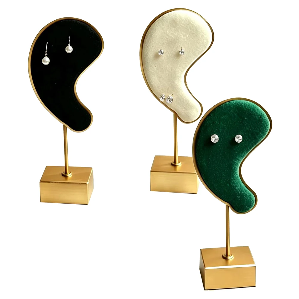 Ear Shape Earring Display Stand Microfiber Charms-Earring Hanging Rack Ear Clip Holder Stud Jewelry Organizer Storage Showcase
