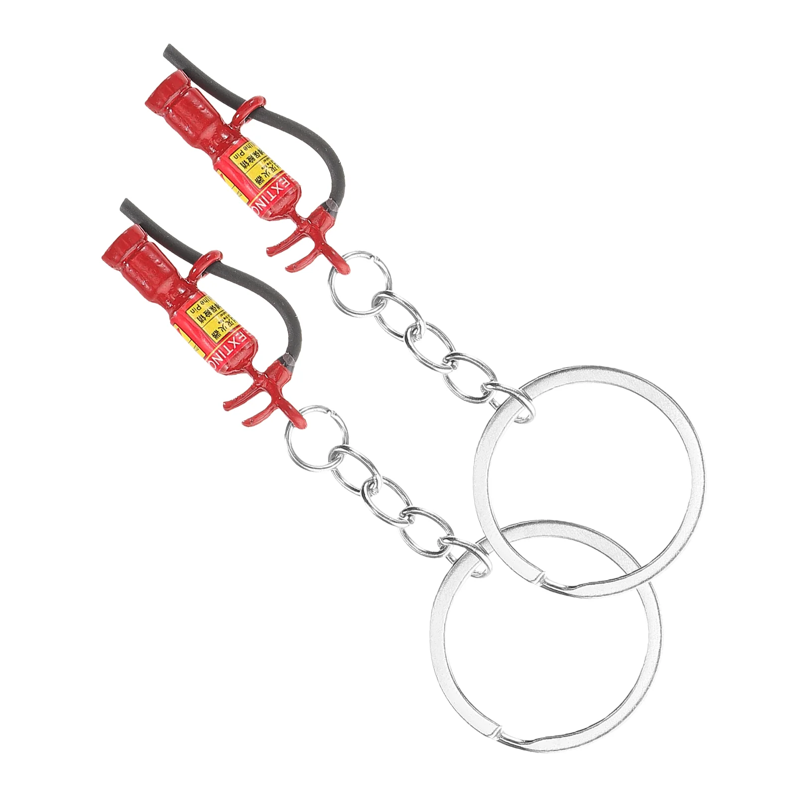 

2 Pcs Firefighter Gift Extinguisher Bracket Hanging Pendant Metal Keychain Bag Decor Necklace Father