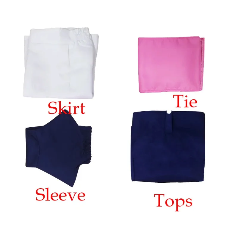 CyAnime 일곱 가지 대죄 코스프레 엘리자베스 리오네스 의상 블루 탑 화이트 스커트 유니폼 슈트 소녀 할로윈 의상 W 포함