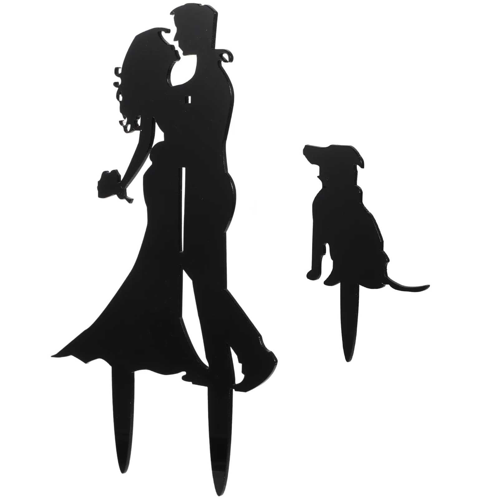 Bride Groom Embracing Dog Cake Topper Unique Design Safe Iron Material Exquisite Craftsmanship Versatile Use Romantic Warm