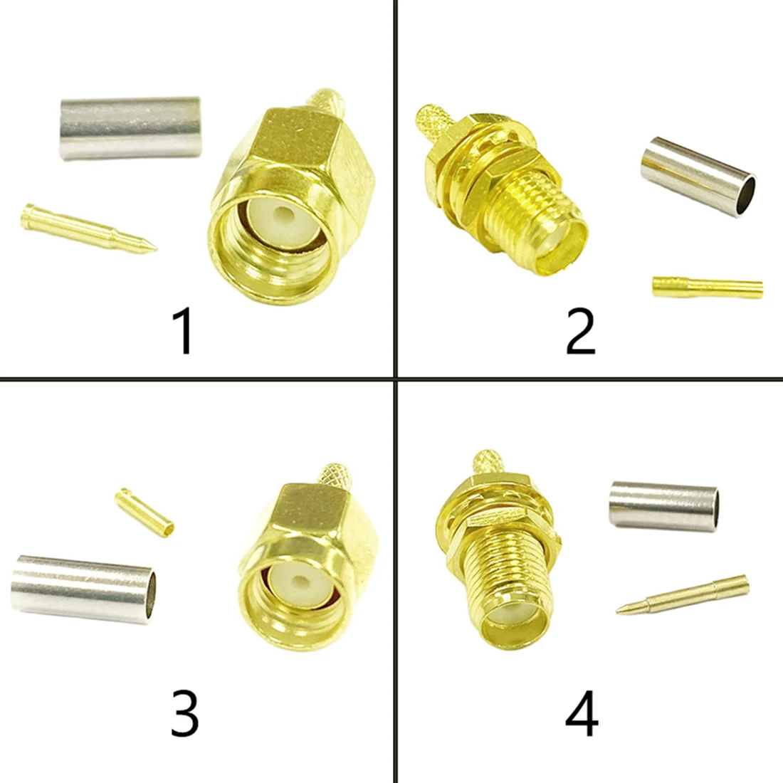 Conector SMA macho hembra, conector coaxial RF RP, engarce para Cable recto chapado en oro, LMR100, RG174, RG316, 1 a 10 unidades, nuevo