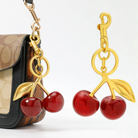 Fashion Red Cherry Keychain Summer Fruits Cherries Pendant Keyring for Women Men Car Key Chains Jewelry Bag Accessories Gifts