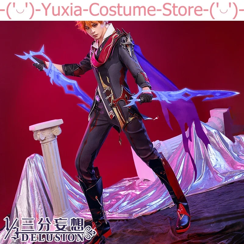 Anime! Genshin Impact Tartaglia Beholders Form Game Suit Handsome Uniform Cosplay Costume Halloween Party Outfit Men