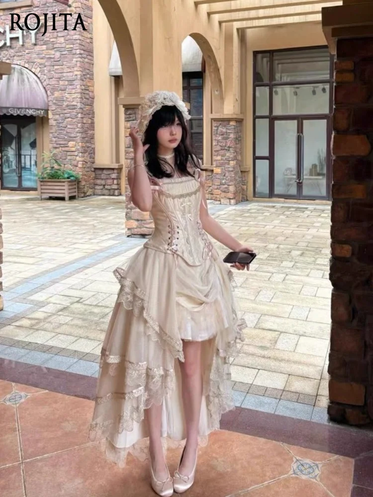 Vintage Fairy Lolita Birthday Party Dress Princess Lolita Evening Dress Champagne Gold Front Short Back Long Gorgeous CLA Dress