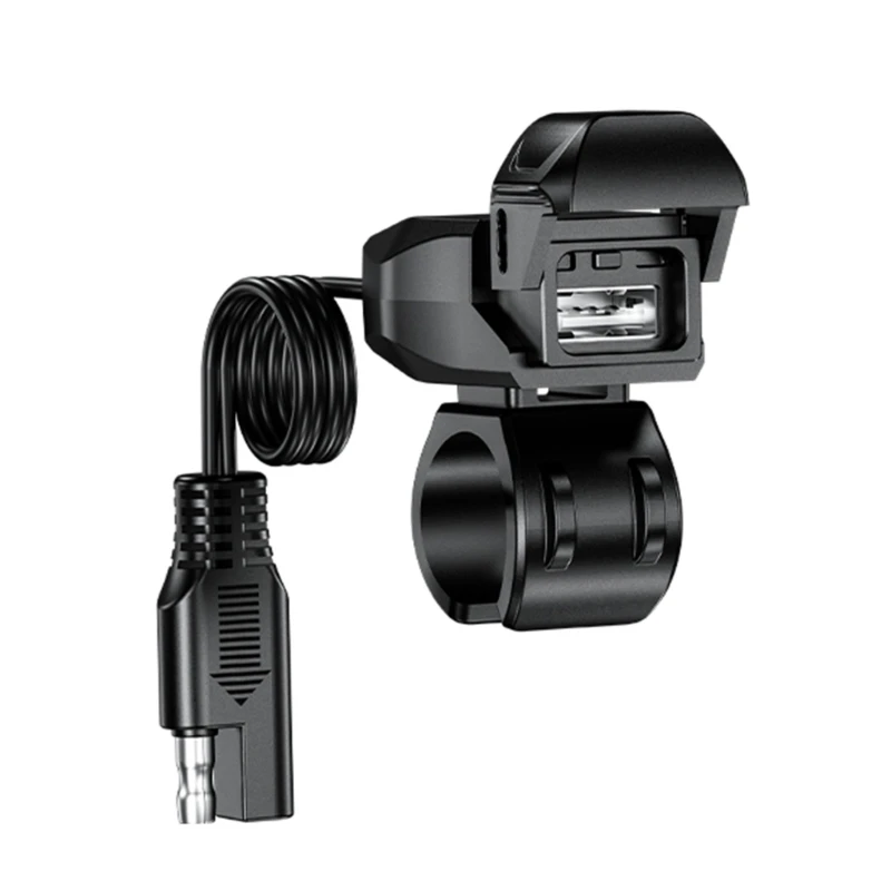 X6HF Motorrad-USB-Ladegerät, SAE-zu-USB-Adapter, Schnellanschlüsse, USB-Ladegerät, perfekt zum Aufladen des wasserdichten