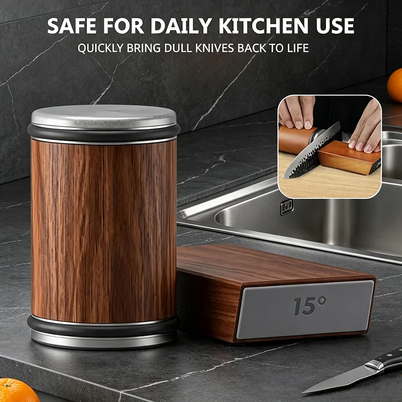 Rolling Knife Sharpener Kit 15 20 Deg Magnetic Roller Industrial Diamond Whetstone For Straight Edge Chef Knives Fast Ship
