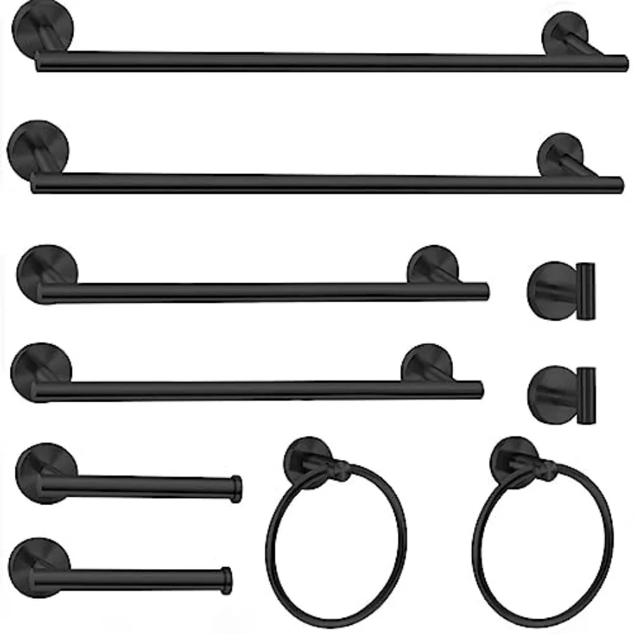 

0 Pcs Matte Bathroom Hardware Set, 2 Pack 5 Pcs Bathroom Accessories Set Include 24 inch, 16 inch Toilet Paper Holder, Towel ba