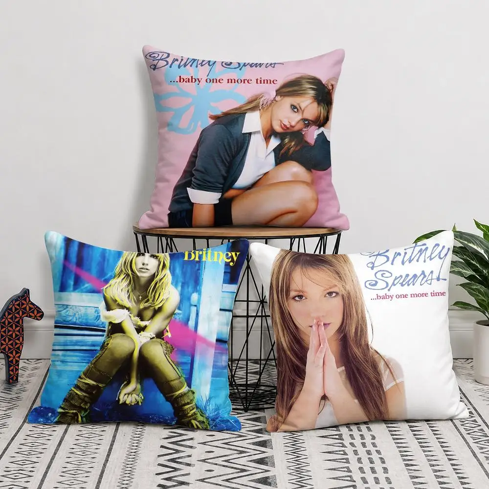 B-Britney Spears Singer Cushion Cover Silky Short Plush Invisible Zipper Dustproof Sofa Pillow Case For Home Decor