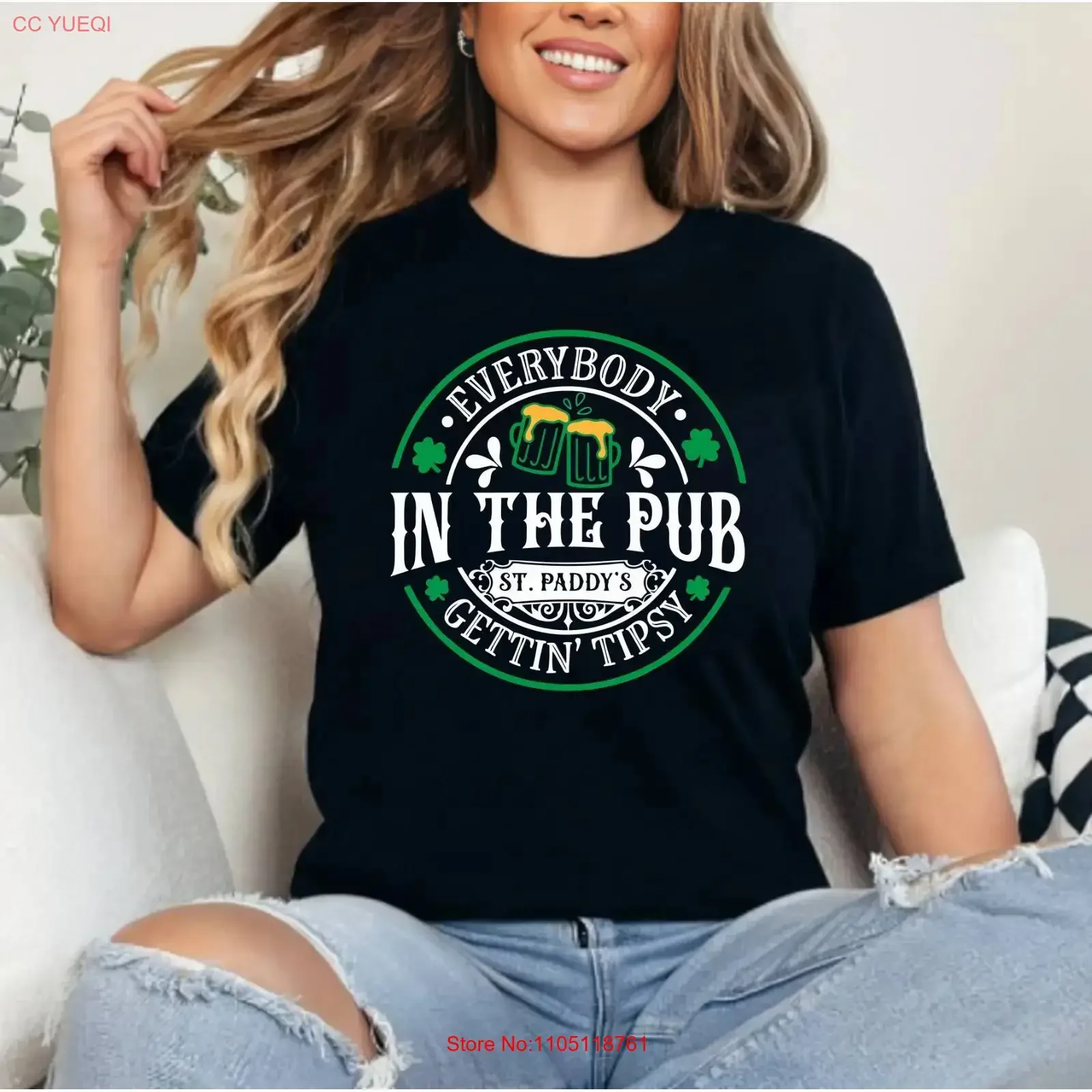 Everybody In the Pub Gettin Tipsy T Shirt Lucky Charm vintage Washed Top For Everyday Wear Breathable Unisex homme Versatile
