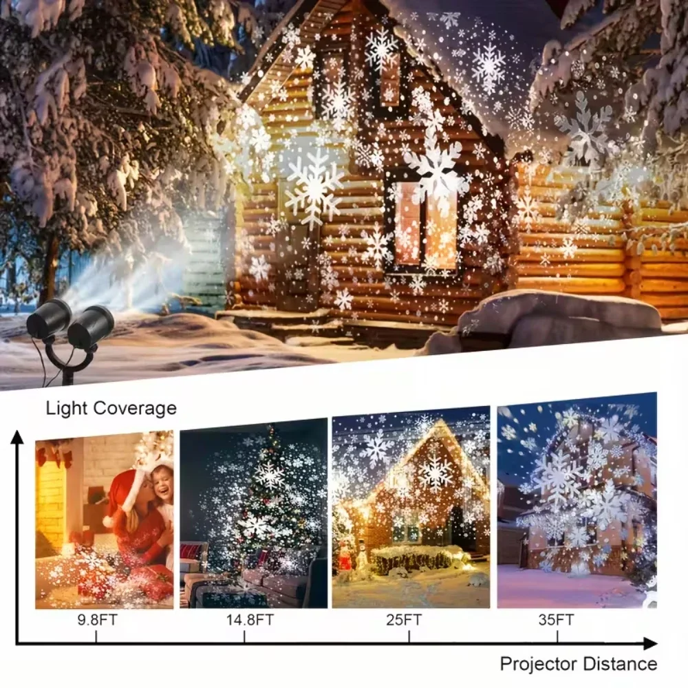 LED Schneeflocken-Weihnachtsprojektorlampe USB-betriebene Schneeprojektionsleuchte 360 ° Verstellbare Weihnachtsdekoration für Haus, Garten und Hof – Detail 5