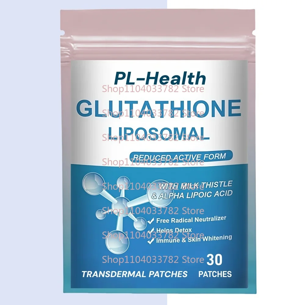 แผ่นแปะลิโปโซมแอลกลูตาไธโอน 30 แผ่น พร้อมกรดอัลฟาไลโปอิกและมิลค์ทิสเทิล สำหรับผิวขาวใส ดีท็อกซ์ ต่อต้านริ้วรอย