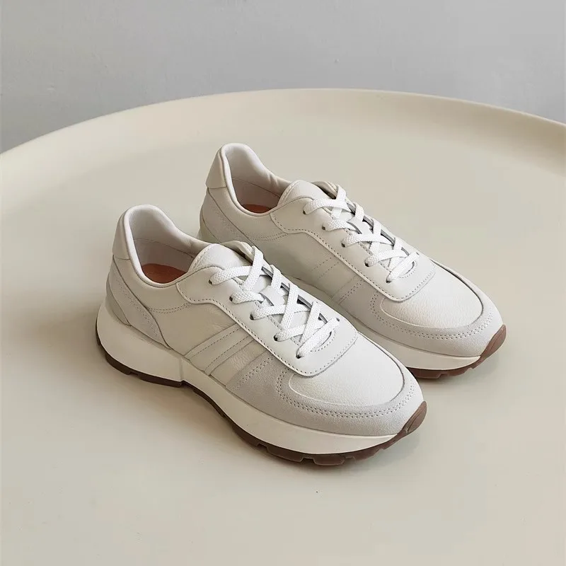 Running Sneakers donna uomo in pelle scamosciata Patchwork Lace Up punta tonda scarpe sportive coppie piatte Casual Comfort scarpe da passeggio donna