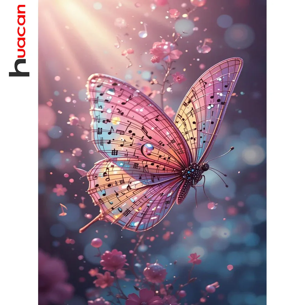 Huacan 5D-Diamantgemälde zum Selbermachen, Schmetterling, Blume, Diamant-Mosaik, Tier, neue Kollektion 2025, dekorative Gemälde
