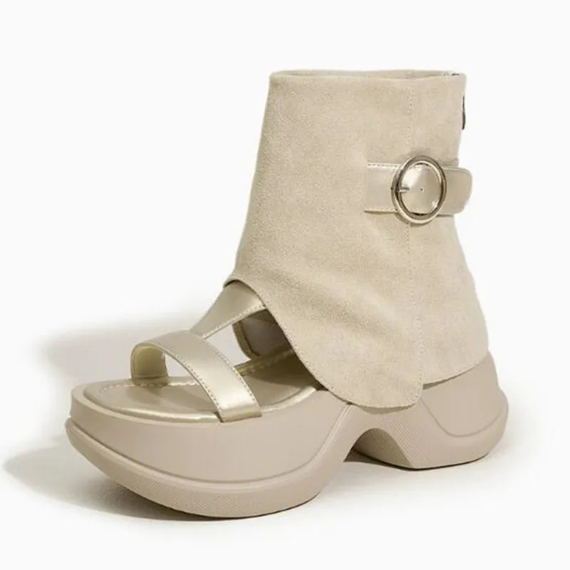 

8CM Platform Luxury Womens Sandals 2026 Summer New Fashion Outer Wear Cool Boots Breathable Female Shoes Handmade Sandalia Woman