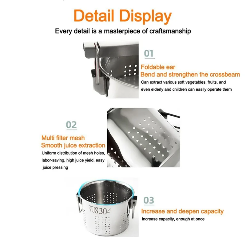 

AT21-ручная соковыжималка для начинки пельменей, 1,5 л, соковыжималка для овощей из нержавеющей стали