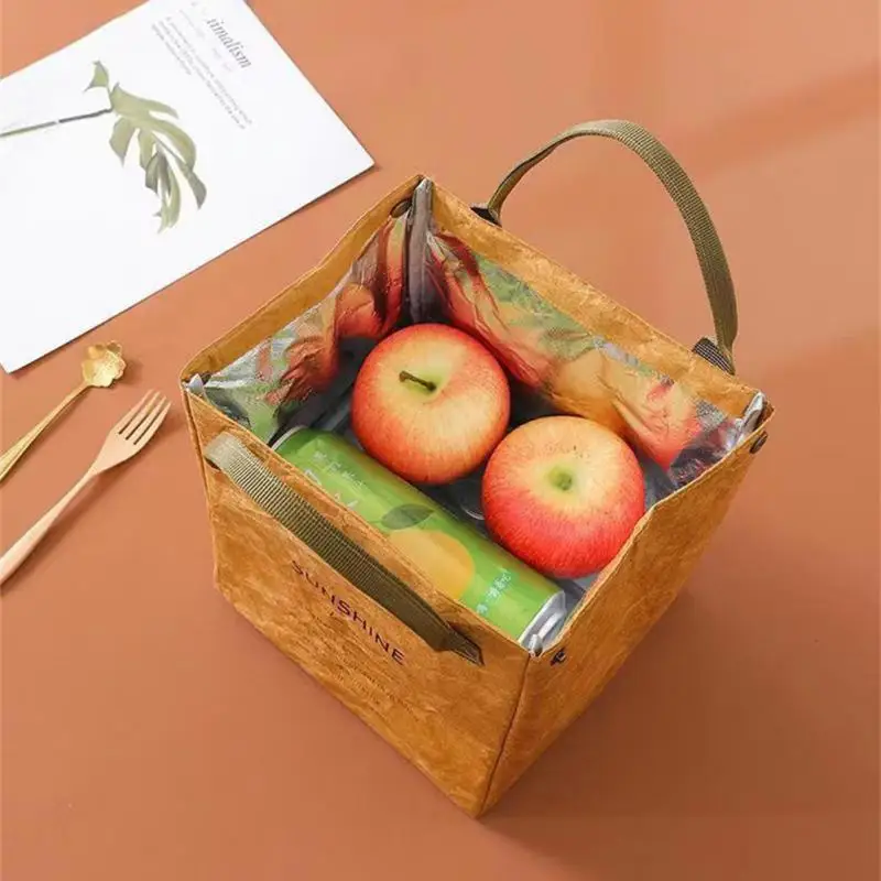 Lunch Box Container Aluminum Foil Insulation Bag Hook Loop Fasteners Tote Bag Large Capacity Lightweight Bento Storage Bag