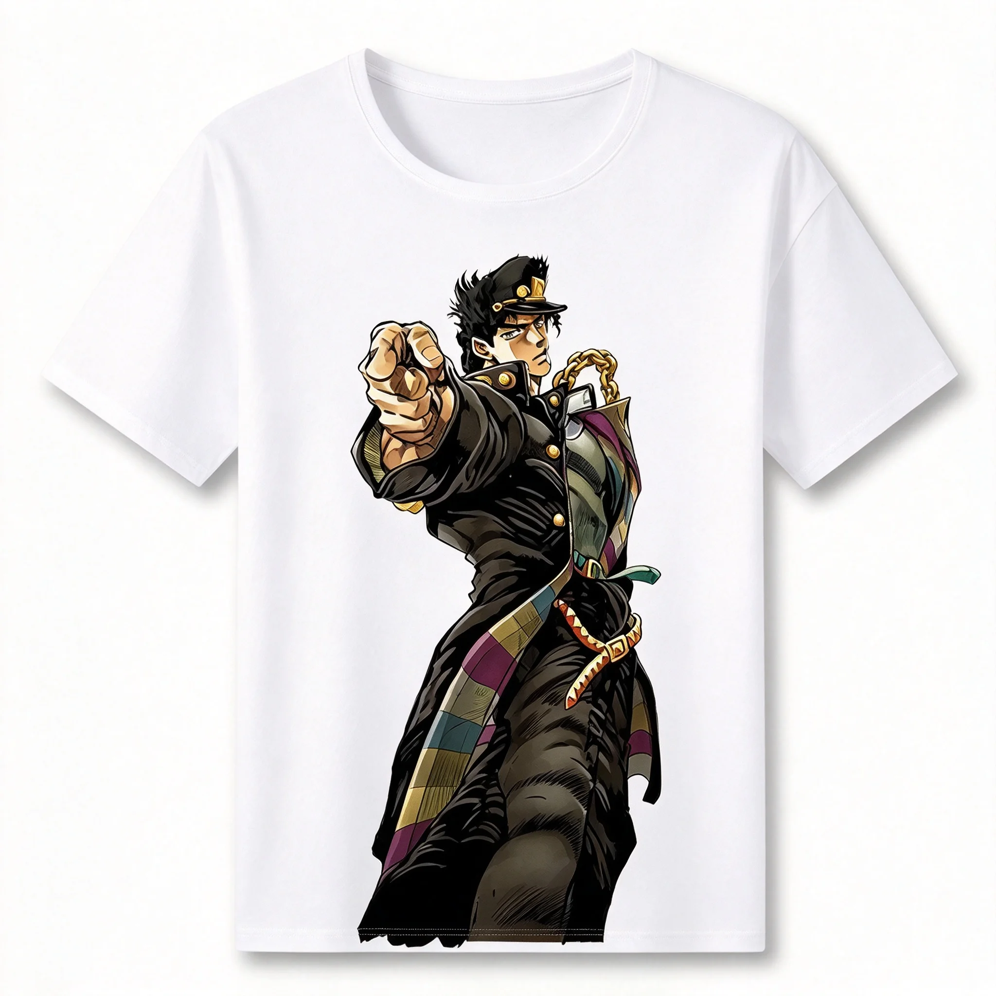 2026 Vintage Anime T-Shirt Jojo's Bizarre Adventure Kujo Jotaro Collage Graphic Unisex Loose Short Sleeve Streetwear Tops