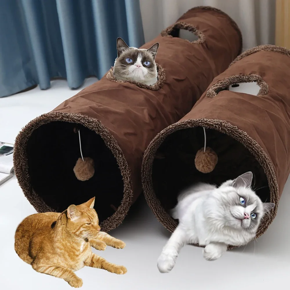 

Madden Suede Velvet Cat Tunnel Multiple Openings Foldable Sleeping Bag Cat Interactive Drilling Toy Extra Large Space