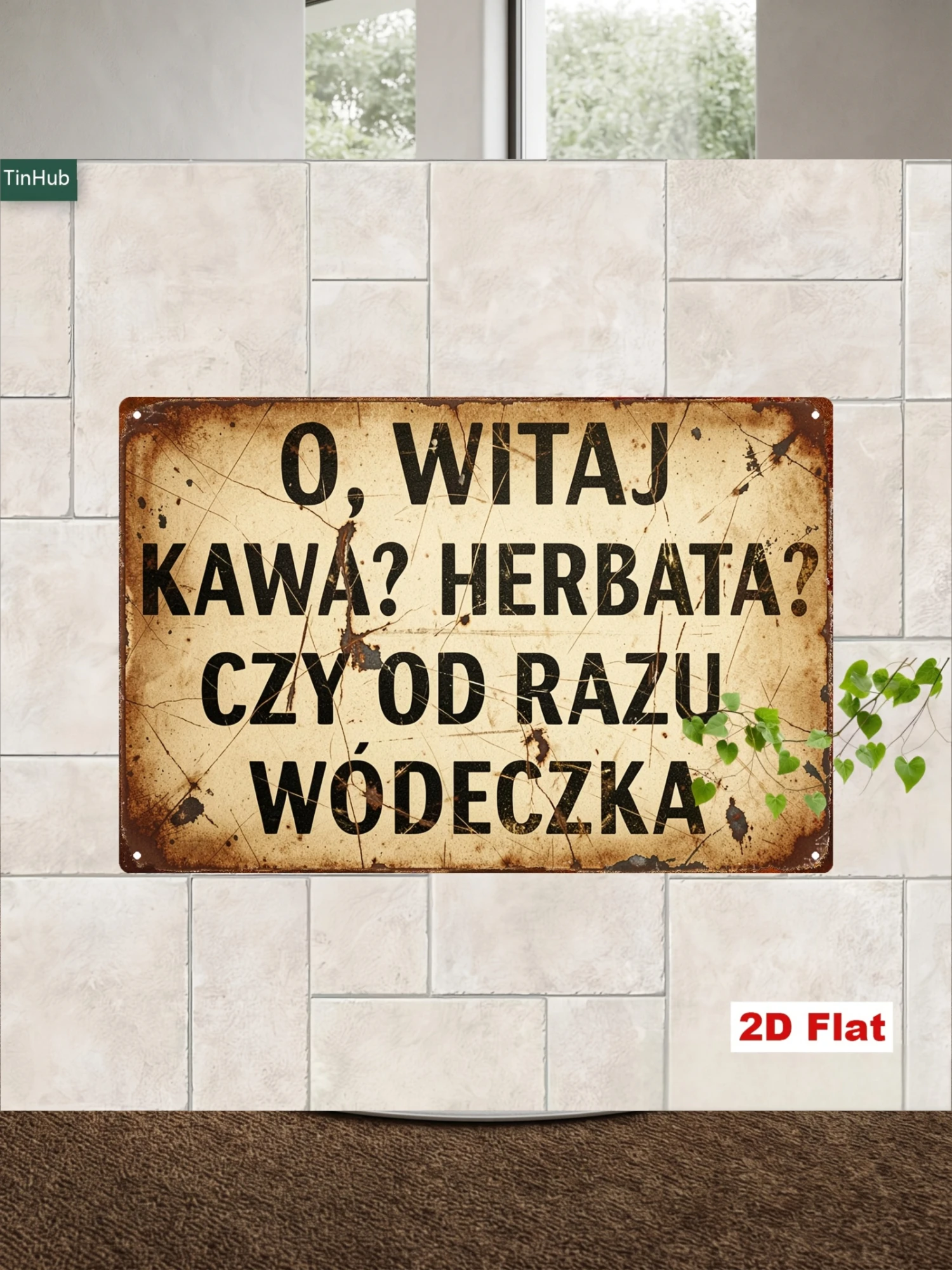 2D Flat, 2D Flat 1pc Vintage Polish Slogan Metal Sign, 7.87x11.81inch Iron Sign with Humorous Coffee, Tea, and Alcohol Quotes, Industrial Style Wall Decor, Suitable for Home, Kitchen, Bar, Cafe, Tin Wall Hanging Art, Creative Metal Sign