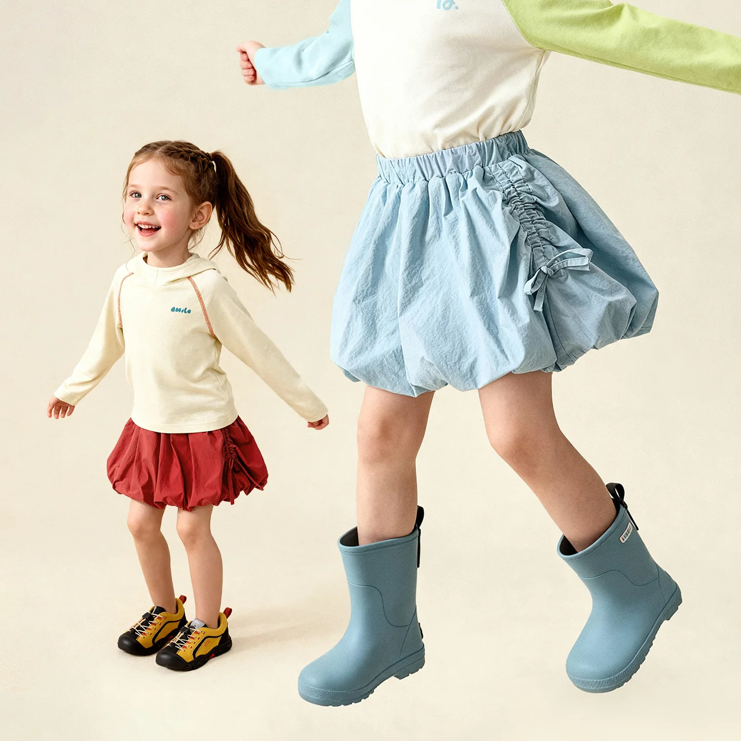 Amila 2026 Spring Girls' Short Skirt Elastic Waist Sweet And Cute Flower Bud Skirt Versatile Half Length Skirt