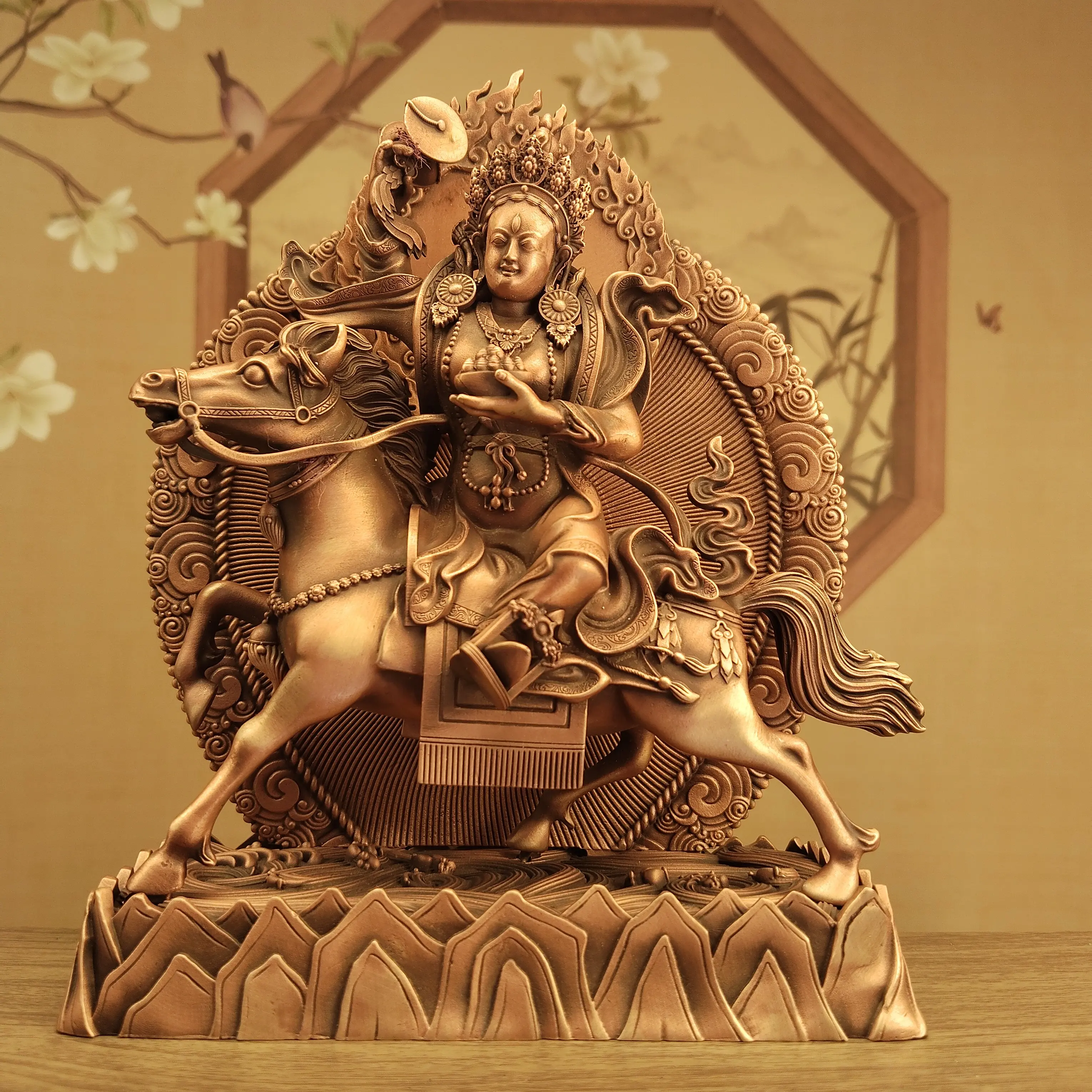 Nepal Craft Copper Union Vajrakilaya Phurba Protector Statue 15cm Home Car Altar Blessing