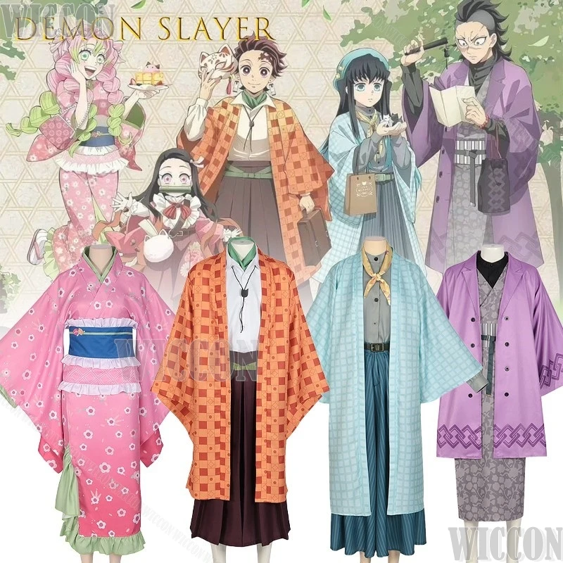 

Dem on Slayer Хэллоуин Косплей Костюм Tanjiro Tokito Kanroji Genya Кимоно Аниме Ролевая Игра Экипировка Сценический Комплект Рождества