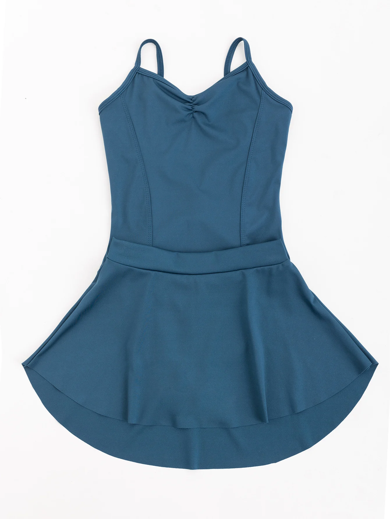 

Комплект танцевальной одежды для девочек из 2 предметов с купальником с рюшами на груди + двухслойная юбка, подходящая для танцев, черлидинга, танцевальных тренировок, зала