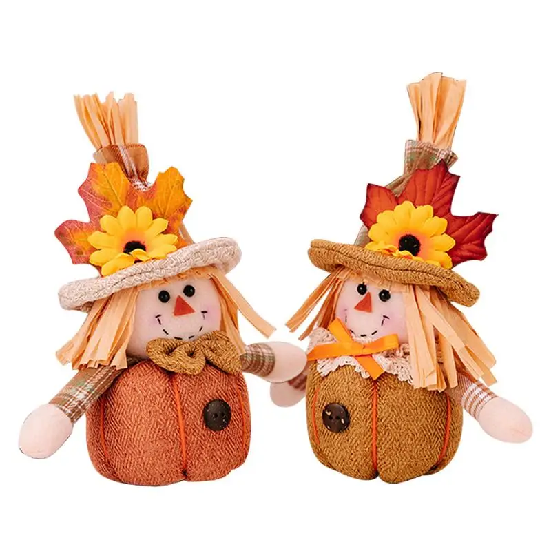 Gnome Thanksgiving 2 PCS Sunflower Gnomes Decor Handmade Fall Harvest Faceless Dwarf Plush Dolls With Maple Leaves Thanksgiving