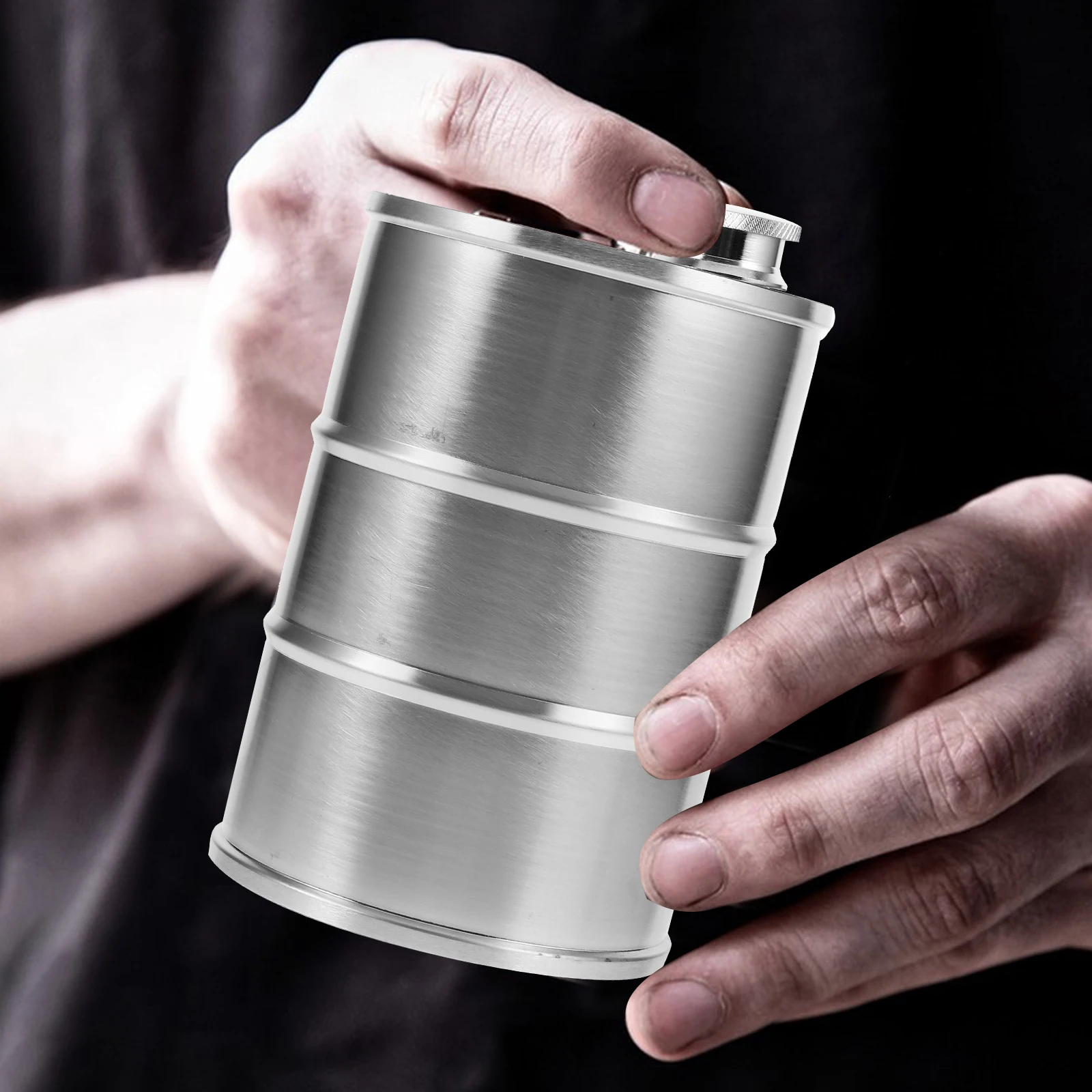 

25Oz 750Ml Stainless Steel Oil Barrel Flask Metal Beverage Container Leakproof For Camping Travel Coffee Can Wine Pail Juice