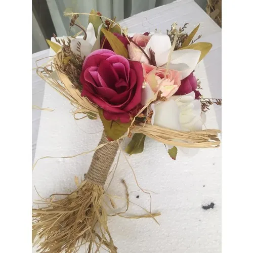 Your Garden Burgundy, Powder and White Rose; Wedding Bouquet-Bride Flower