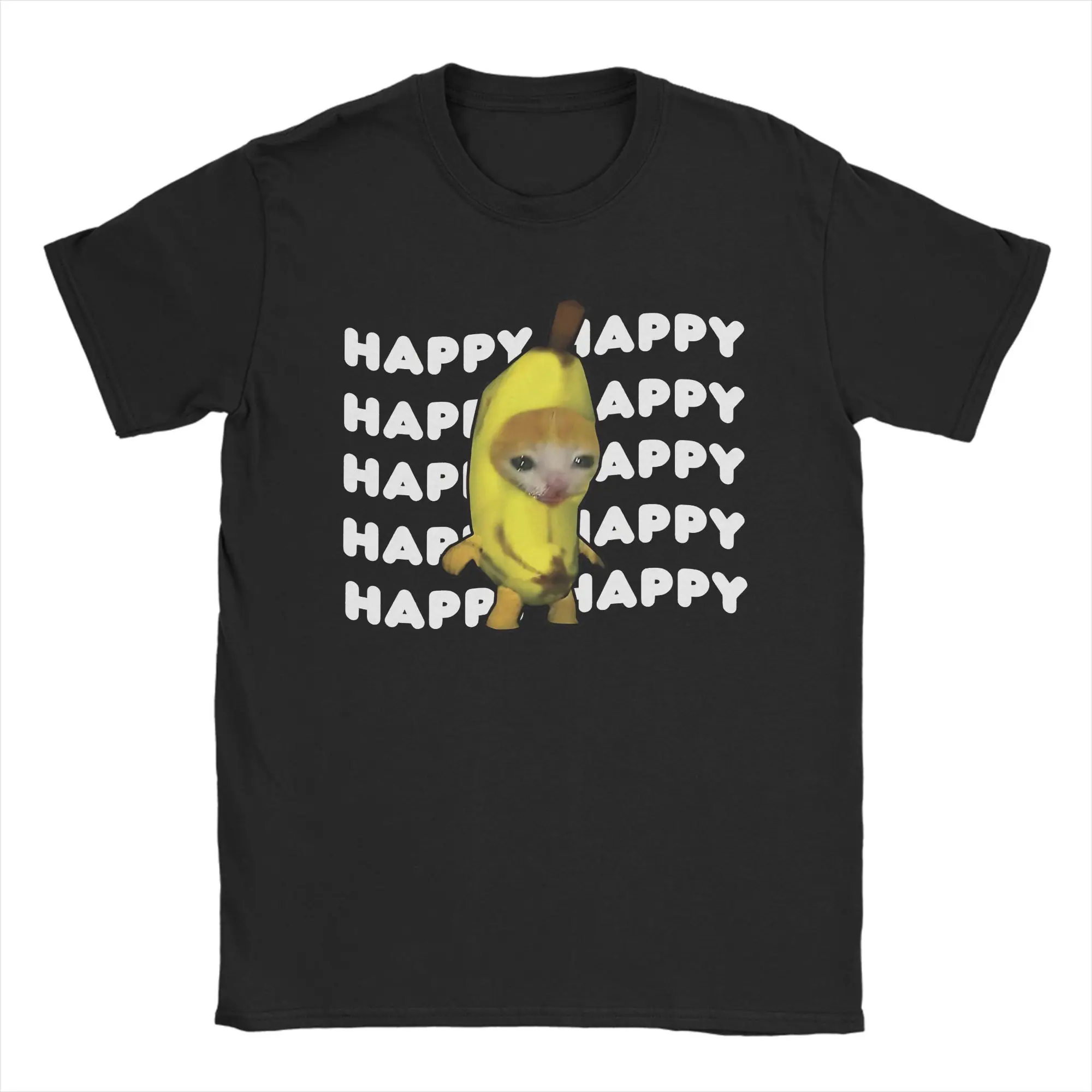 

Happy Banana Cat Meme Funny Animal T-Shirt Summer Hip Hop T-Shirts Men Cotton Oversized Top Tees Short Sleeve Vintage Tshirt
