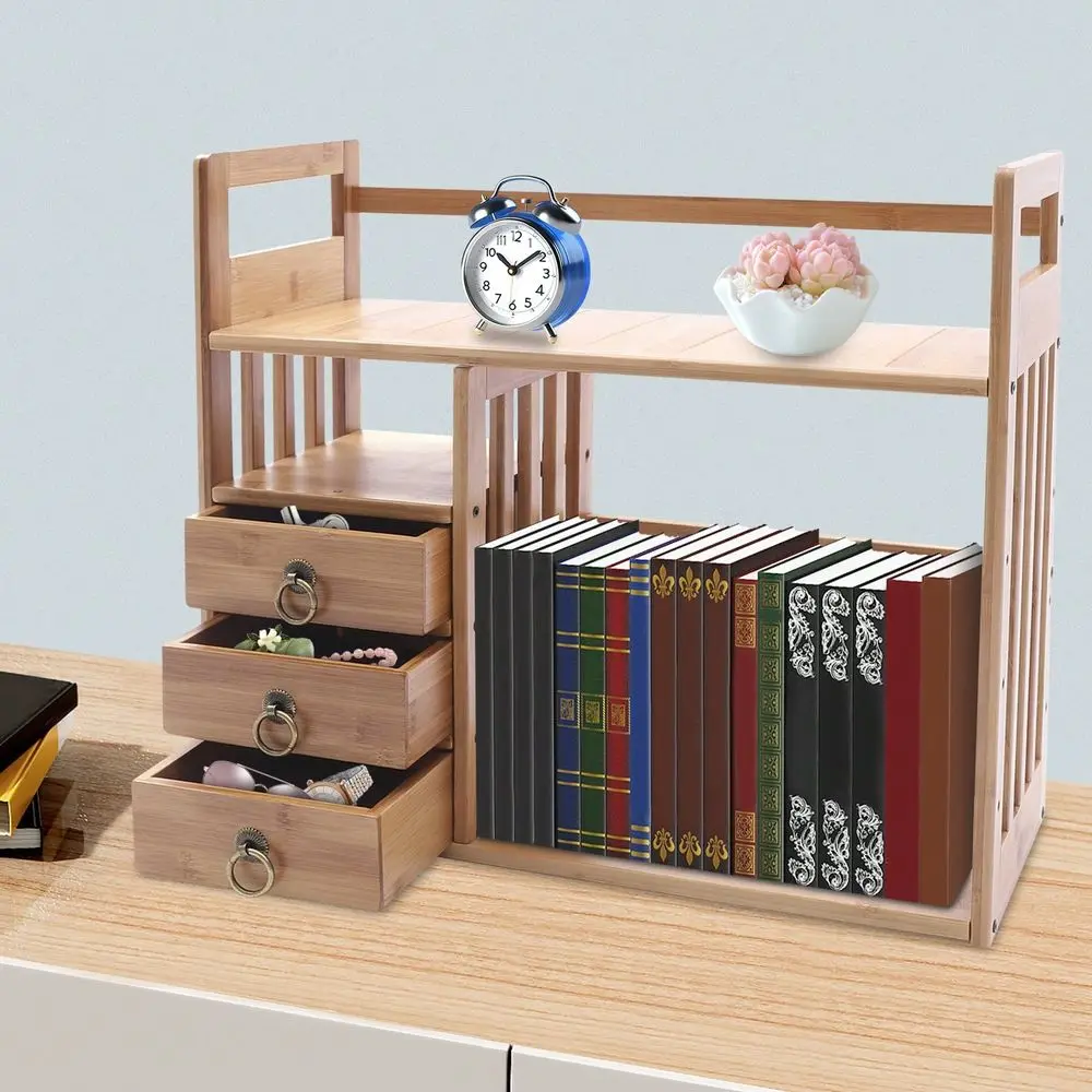 

Desk Shelves With 3 Drawers, Office Desktop Storage Rack, Desktop Document Storage Organizer, Rectangular Desktop File Holder O