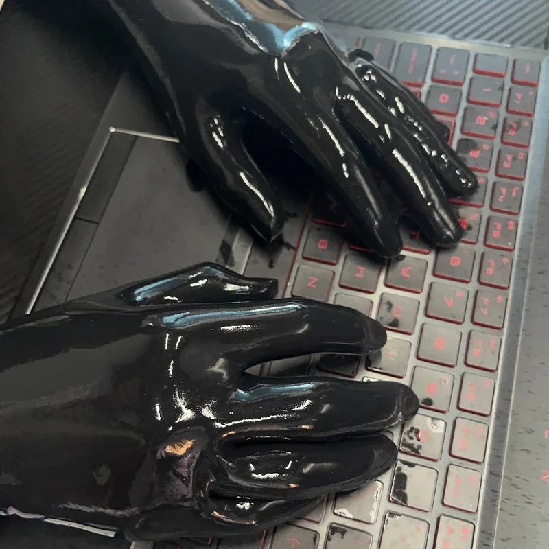 أسود أبيض قفازات اللاتكس المتكاملة صب قفازات طويلة قصيرة تأثيري إغلاق المناسب الذكور أو الإناث قفازات حفلة خاصة DJ الدعائم