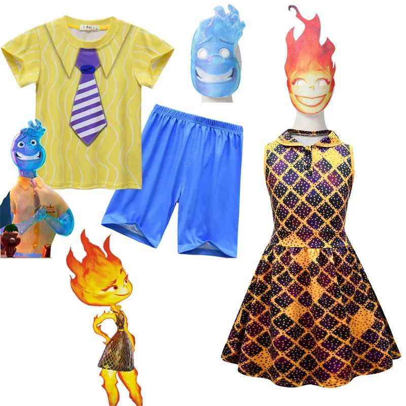 111 www الفتيات الجمرة النار فستان الأميرة قناع الصبي واد المياه تأثيري التي شيرت مجموعة هالوين عنصريات زي مجنون مدينة G