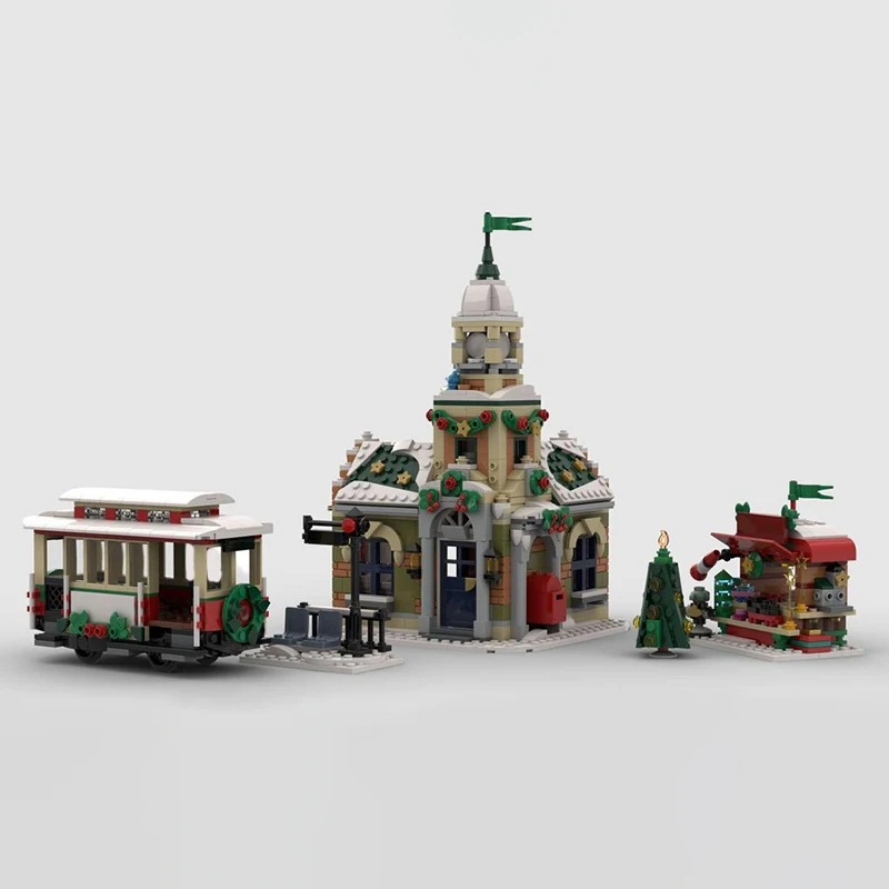 New 1313Pcs Popular Christmas Series Moc Winter School Model Building Blocks Diy Creative Ideas Bricks Toy Birthday Gifts