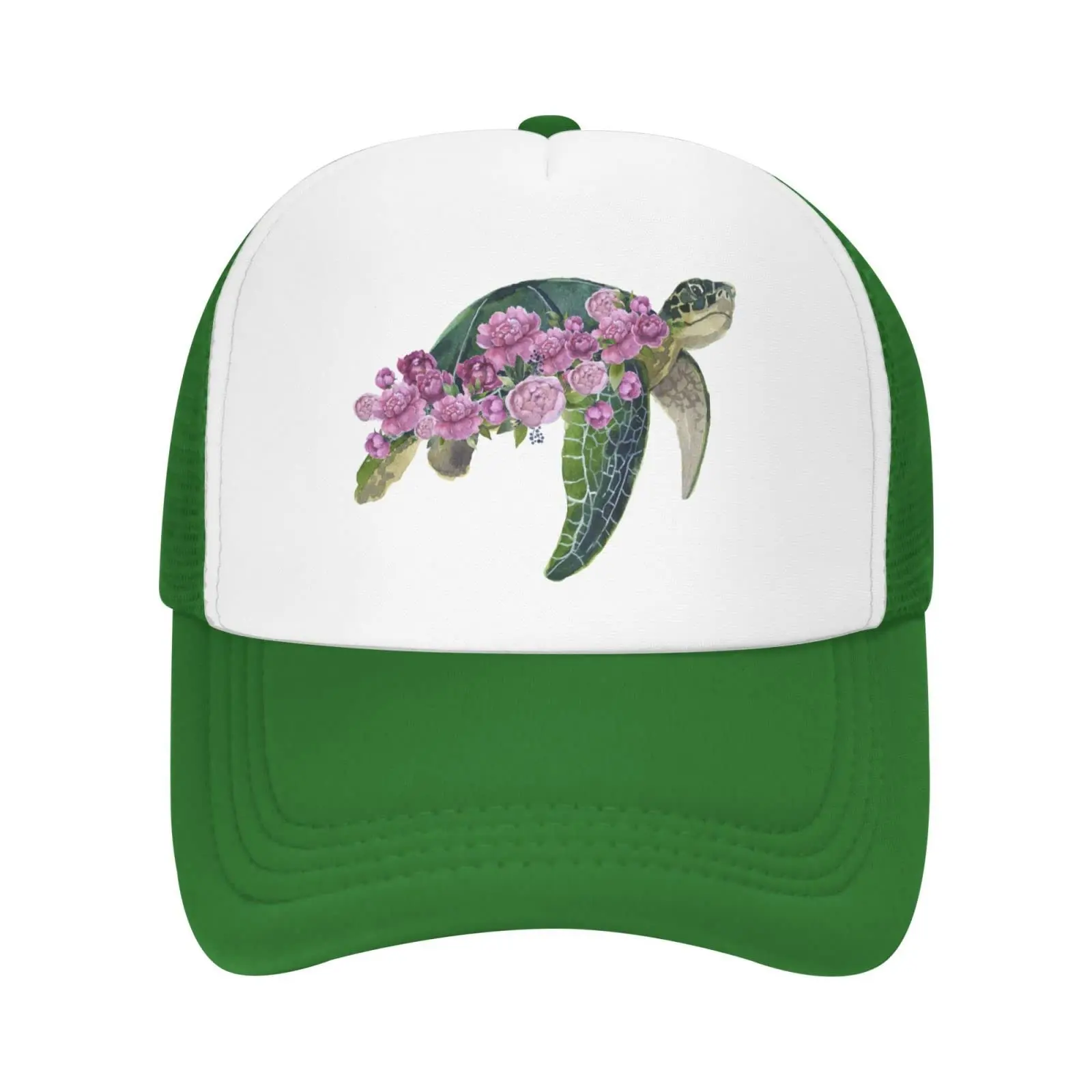 

Mesh Dad Hat Adjustable Washed Turtle Pink Flower Baseball Dad Cap Funny Distressed Ball Trucker Cap Fishing Hat For Women Men