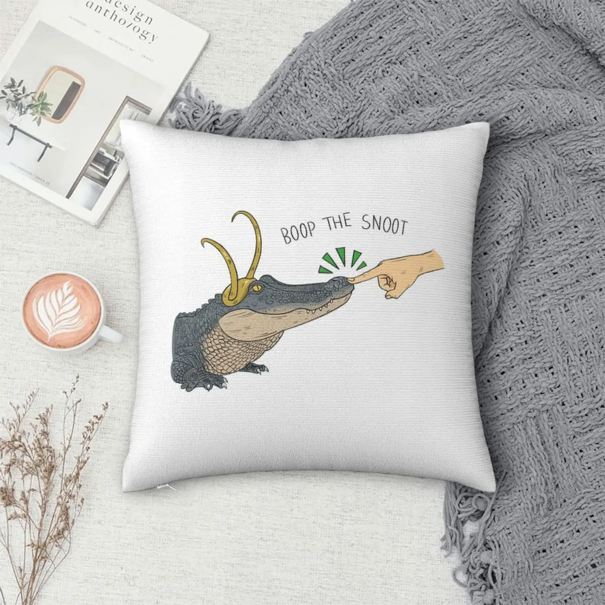 

Alligator Loki Boop The Snoot Square Pillowcase Pillow Cover Polyester Cushion Zip Decorative Comfort Throw Pillow for Home Car