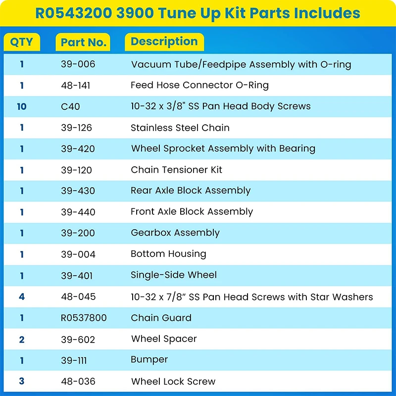 Imagem -03 - Reconstruir Kit de Peças para Todos Zodiac Polaris 3900 & P39 Esporte Robótico Piscina Cleaner Tune up Acessórios R0543200