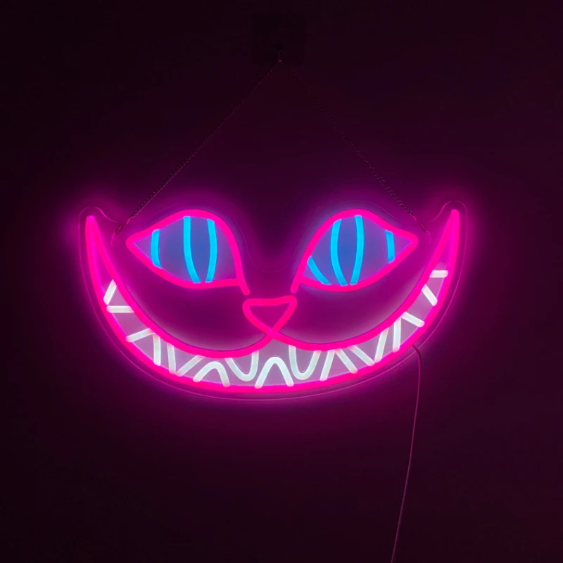 Imagem -03 - Cat Led Neon Wall Art Decoração Sorriso Regulável Quarto Homem Festa Bar Fundo Halloween Presentes de Aniversário