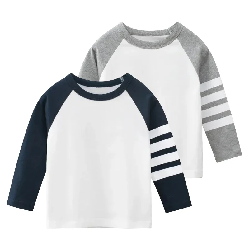 Fashion Striped T Shirt Boys 2025 Spring Autumn New Long Sleeve Cotton Sports Tops Kids Children‘s O-Neck T-Shirt Dropship